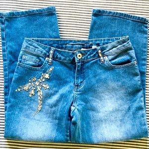 Vintage Boom Boom Rhinestone Capri Crop DenimJeans